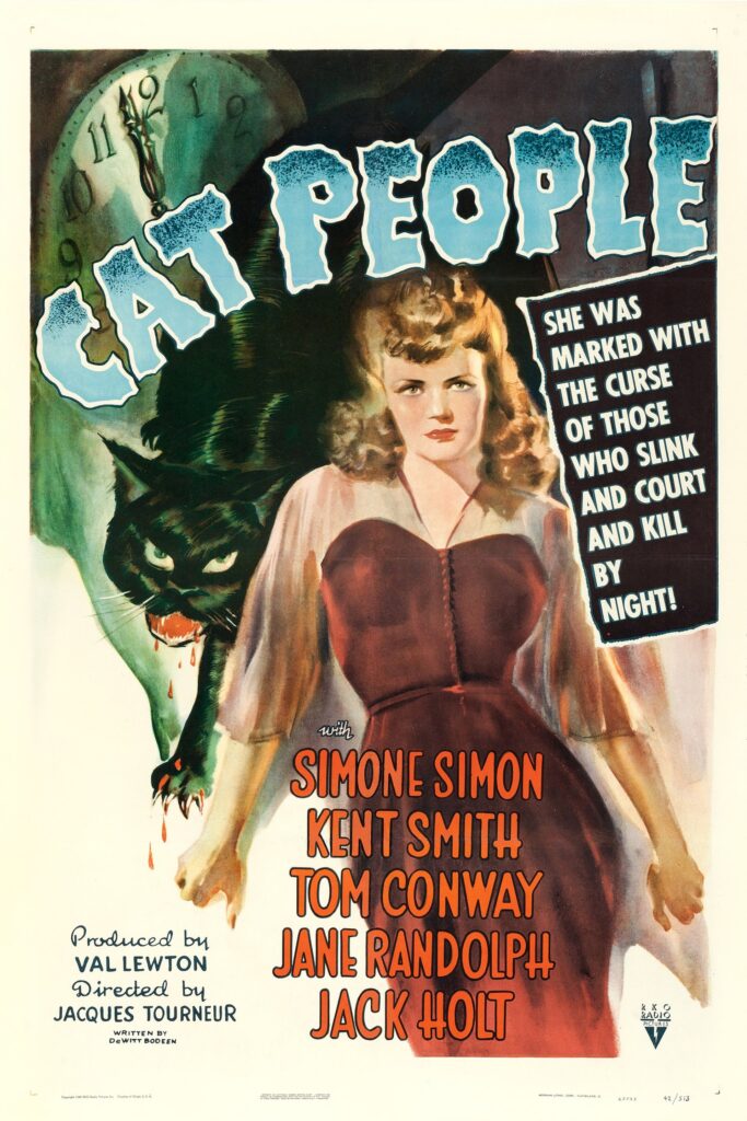 halloween aesthetics: Movie poster for the Cat People, 1942. Wikimedia Commons (public domain).
