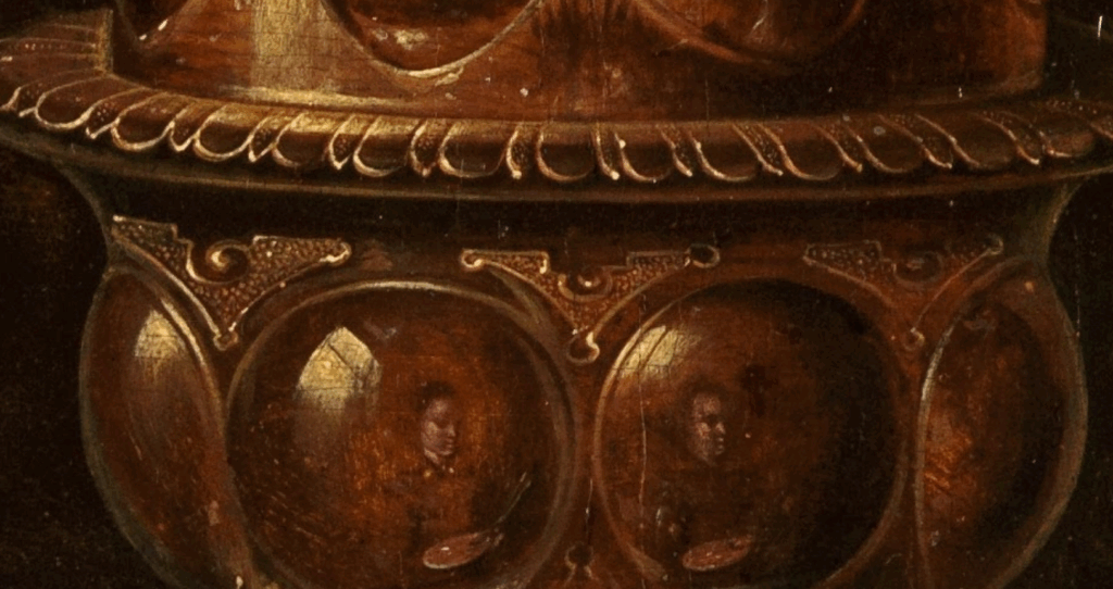 Clara Peeters: Clara Peeters, Still Life with Flowers and Gold Cups of Honour, 1612, Staatliche Kunstahalle, Karlsruhe, Germany. Detail.
