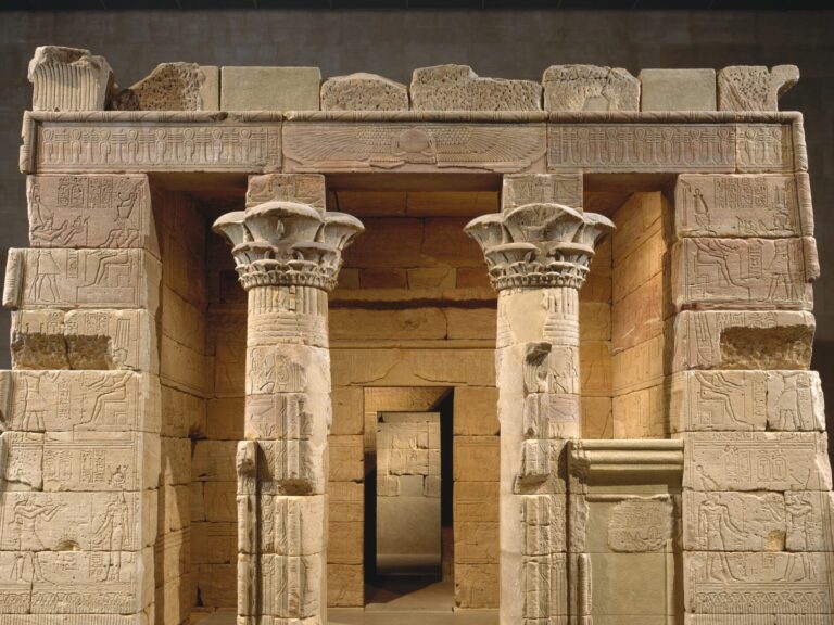 Temple of Dendur: View of the Temple of Dendur, Metropolitan Museum of Art, New York City, NY, USA. Detail.
