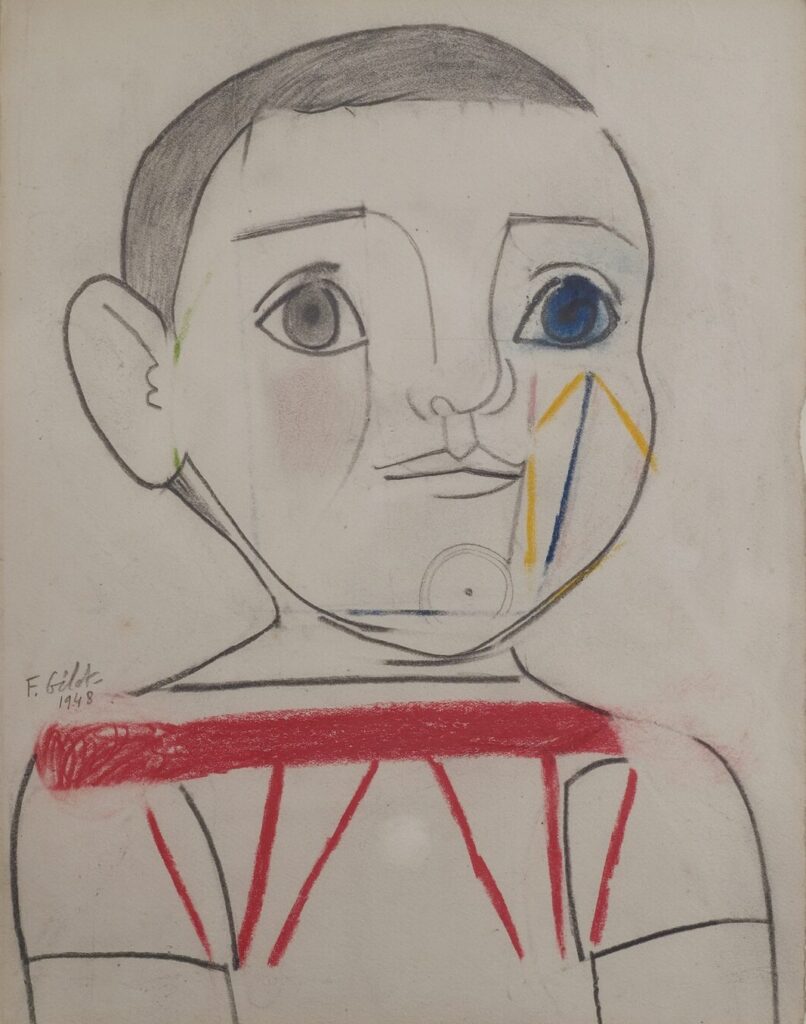 Claude Picasso: Françoise Gilot, Claude Not Very Happy, 1948, private collection. © Françoise Gilot. Press materials.
