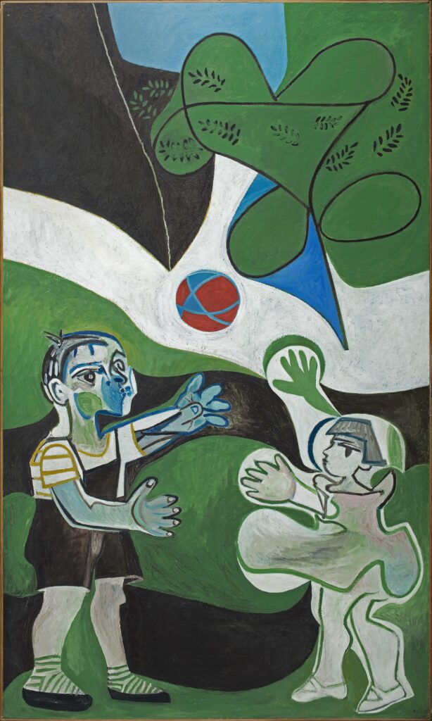 Claude Picasso: Françoise Gilot, Claude and Paloma Playing with a Ball, 1953, private collection. © Françoise Gilot. Press materials.

