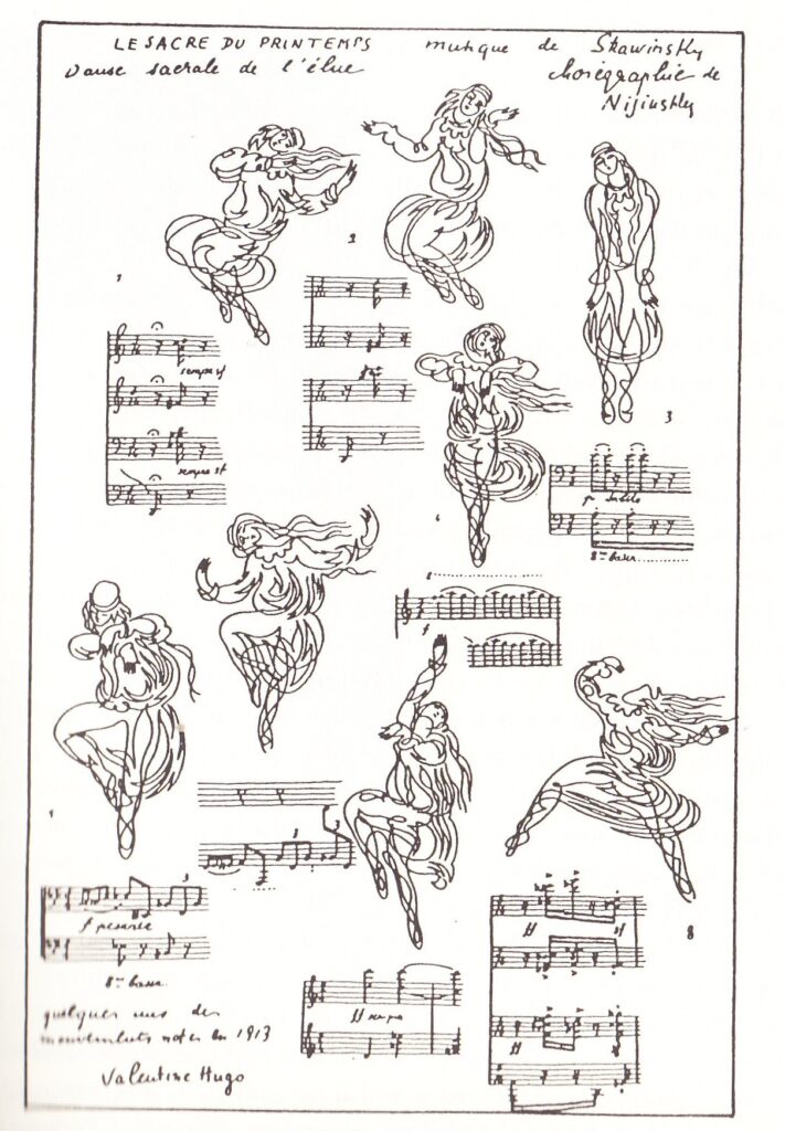 dance in art: Valentine Hugo, Marie Piltz in the Sacrificial Dance from The Rite of Spring, illustration from Montjoie!, June 1913. Wikimedia Commons (public domain).
