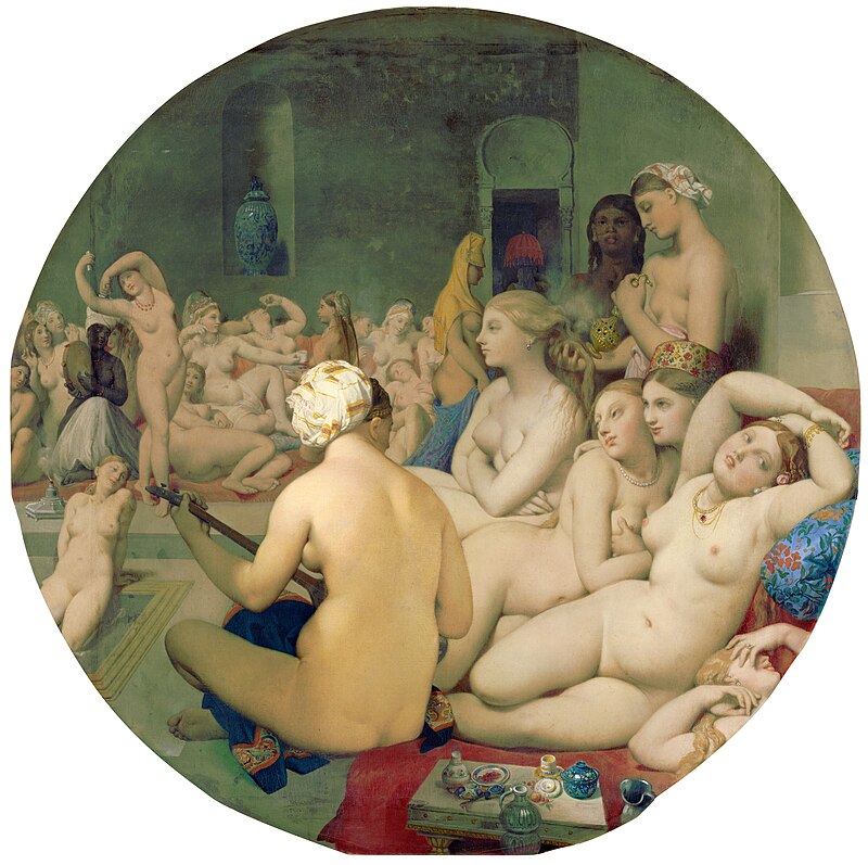 Hygiene in art: Jean-Auguste-Dominique Ingres, Le Bain Turc, 1852–1859, Louvre, Paris, France.
