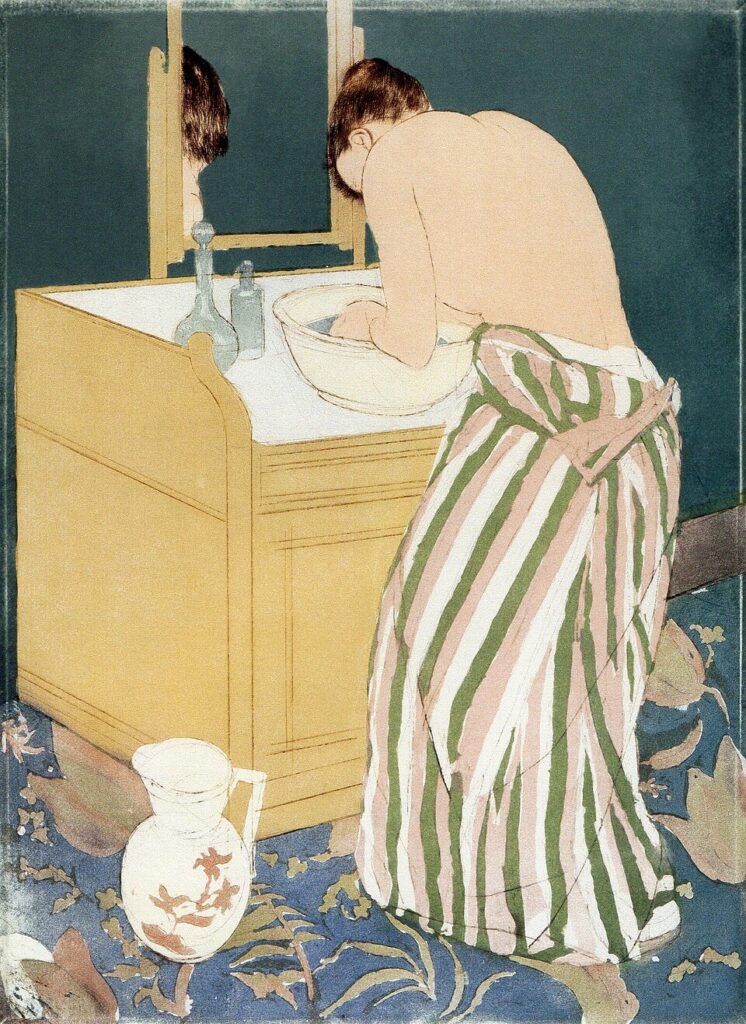 Hygiene in art: Mary Cassatt, Woman Bathing, 1890–1891, National Gallery of Canada, Ottawa, Canada.
