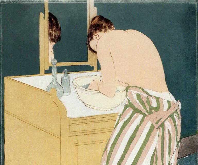 Hygiene in art: Mary Cassatt, Woman Bathing, 1890–1891, National Gallery of Canada, Ottawa, Canada. Detail.
