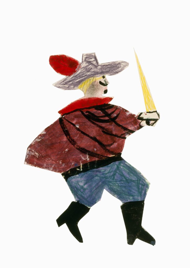 Claude Picasso: Pablo Picasso, Musketeer, c. 1952, private collection. © Successió Pablo Picasso, VEGAP, Madrid, 2025. Press materials.
