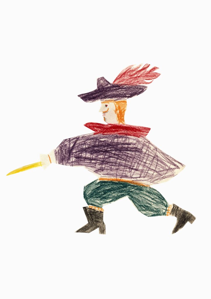 Claude Picasso: Pablo Picasso, Musketeer, c. 1952, private collection. © Successió Pablo Picasso, VEGAP, Madrid, 2025. Press materials.
