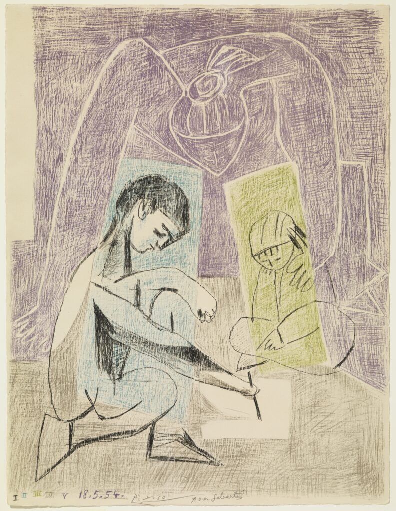 Claude Picasso: Pablo Picasso, The Little Artist, 1954, Museu Picasso, Barcelona, Spain. © Sucesión Pablo Picasso, VEGAP, Madrid, 2025.
