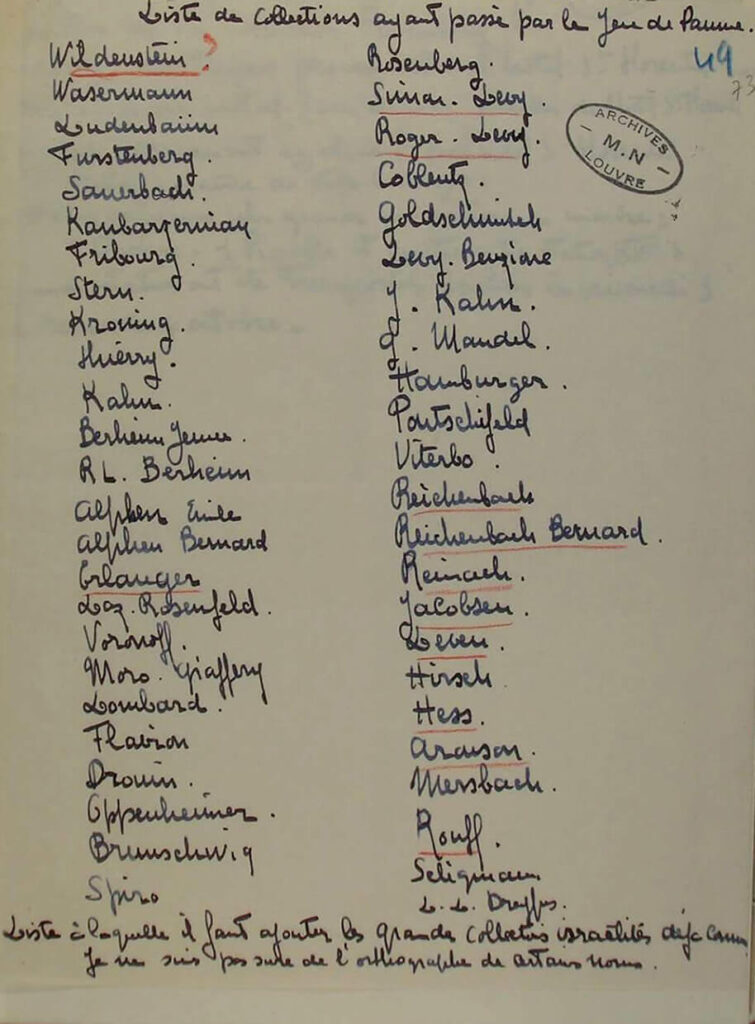 Rose Valland: Page from Rose Valland’s wartime notes, Archives Nationales, Paris, France. Christie’s.
