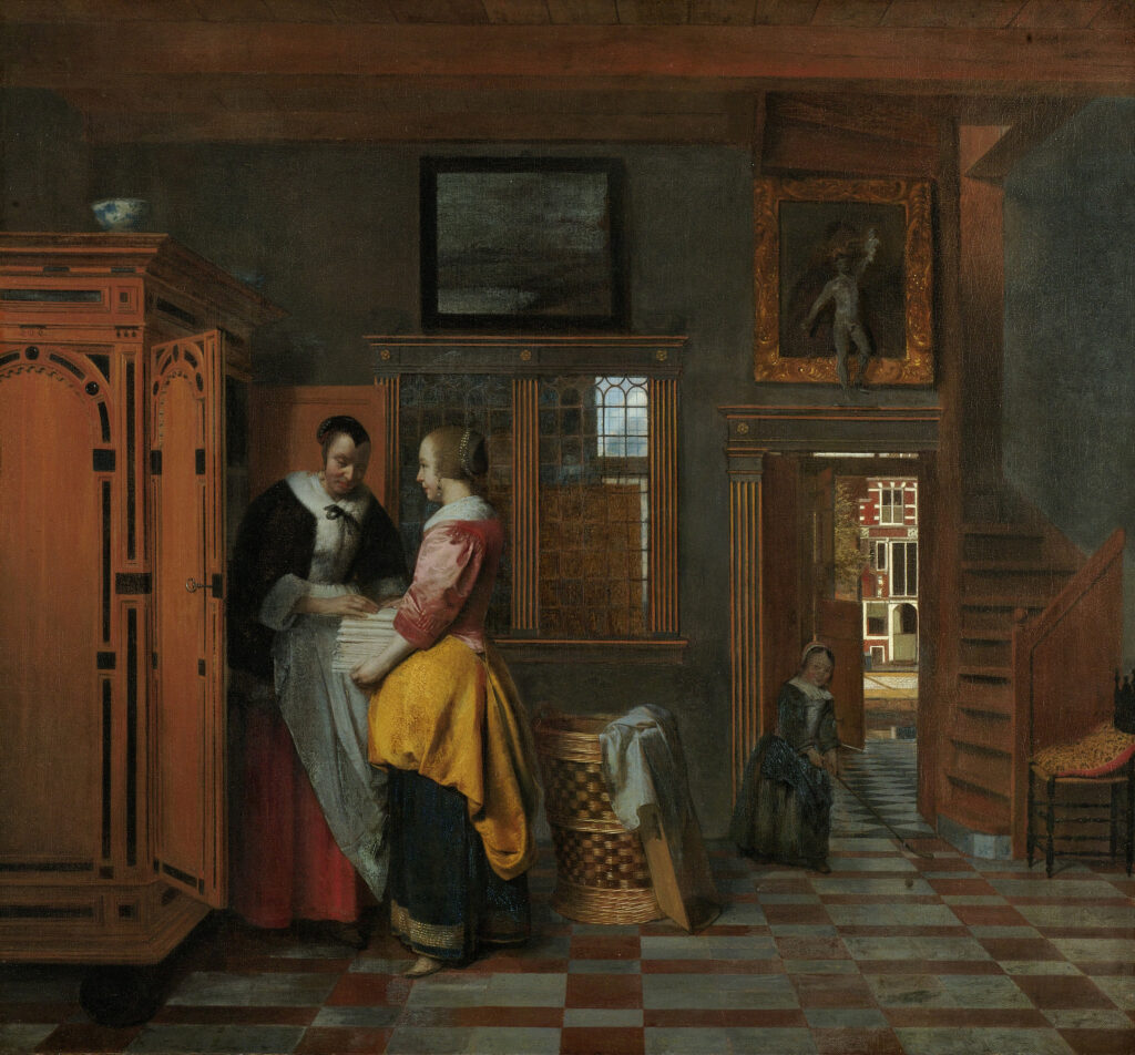 Hygiene in art: Pieter de Hooch, Interior with Women Beside a Linen Cupboard, 1663, Rijksmuseum, Amsterdam, Netherlands.
