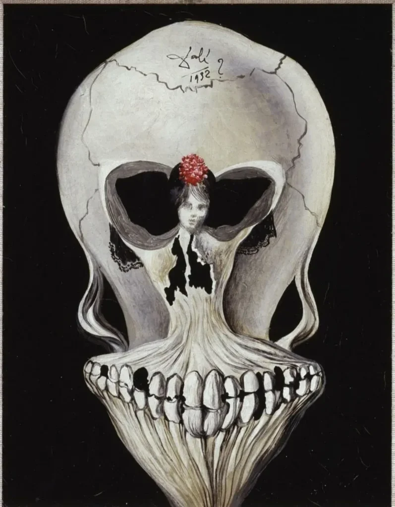 Salvador Dalí Philippe Halsman: Salvador Dalí, Ballerina in the Head of Death, 1939, private collection. Arthive.

