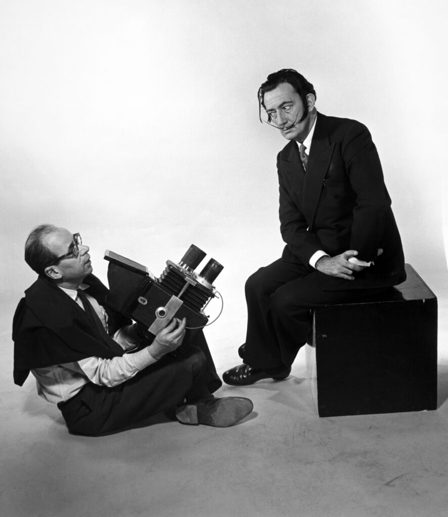 Salvador Dalí Philippe Halsman: The Interview, 1954, Photograph by Yvonne Halsman. © Philippe Halsman Estate 2023. Philippe Halsman Archive.
