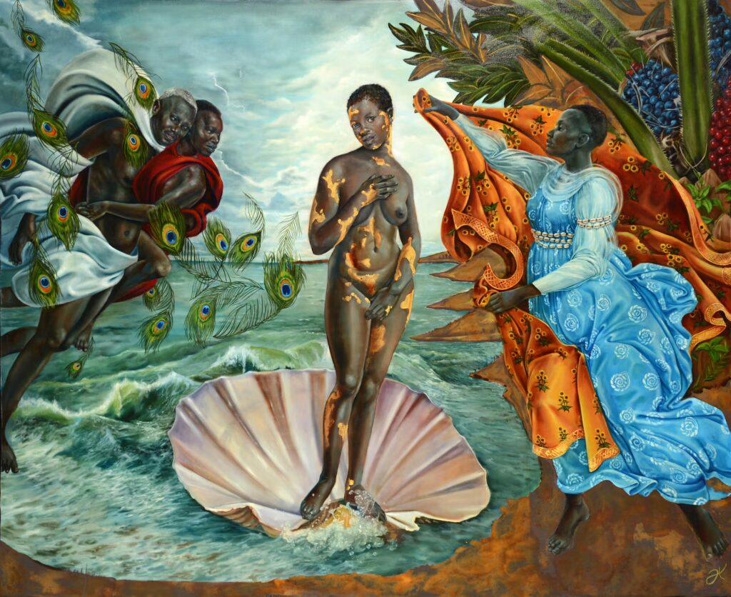paintings of venus: Harmonia Rosales, The Birth of Oshun, 2017. Artist’s website.
