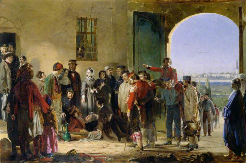 Hygiene in art: Jerry Barrett, The Mission of Mercy: Florence Nightingale Receiving the Wounded at Scutari, 1857, National Portrait Gallery, London, UK.
