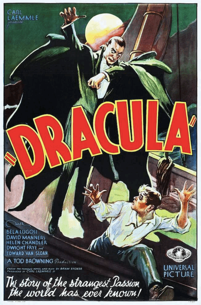 halloween aesthetics: Movie poster for Dracula, 1931. Wikimedia Commons (public domain).
