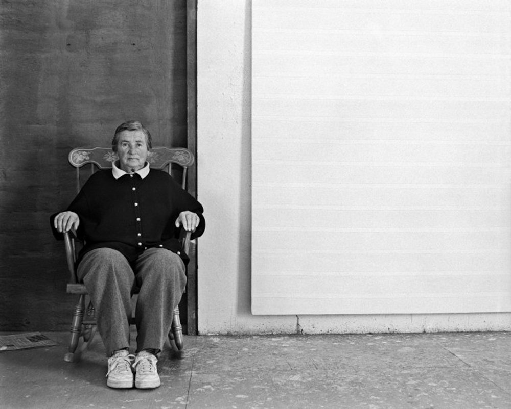 agnes martin: Charles R. Rushton, Agnes Martin, April 6, 1991. Galisteo, NM, 1991. National Gallery of Canada.
