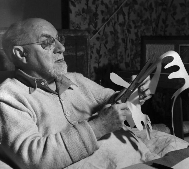 Matisse at War: Matisse with his cut-outs, early 1950s. Art & Object. Detail.
