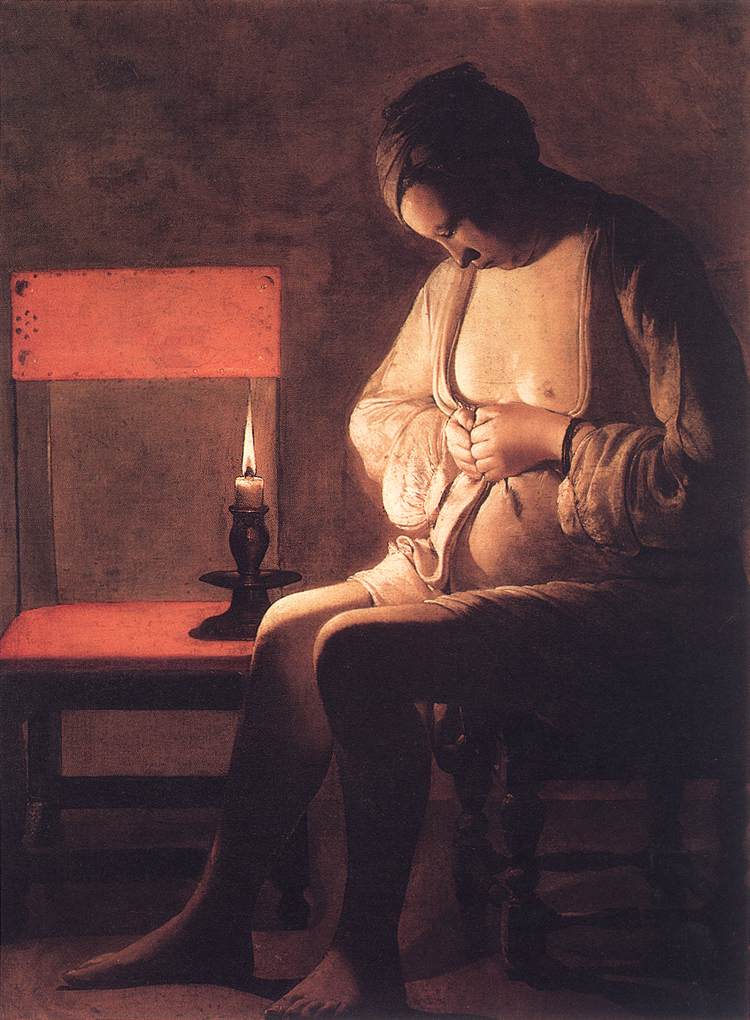 Hygiene in art: Georges de la Tour, Woman Catching Fleas, c. 1632–1935, Musée Lorrain, Nancy, France.
