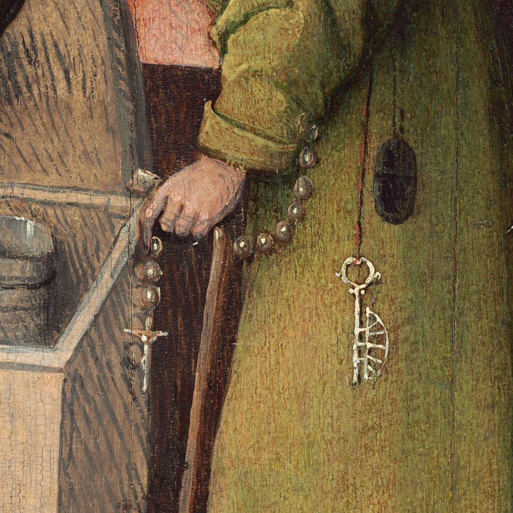 Death and the Miser: Hieronymus Bosch, Death and the Miser, c. 1485–1490, National Gallery of Art, Washington, DC, USA. Detail.
