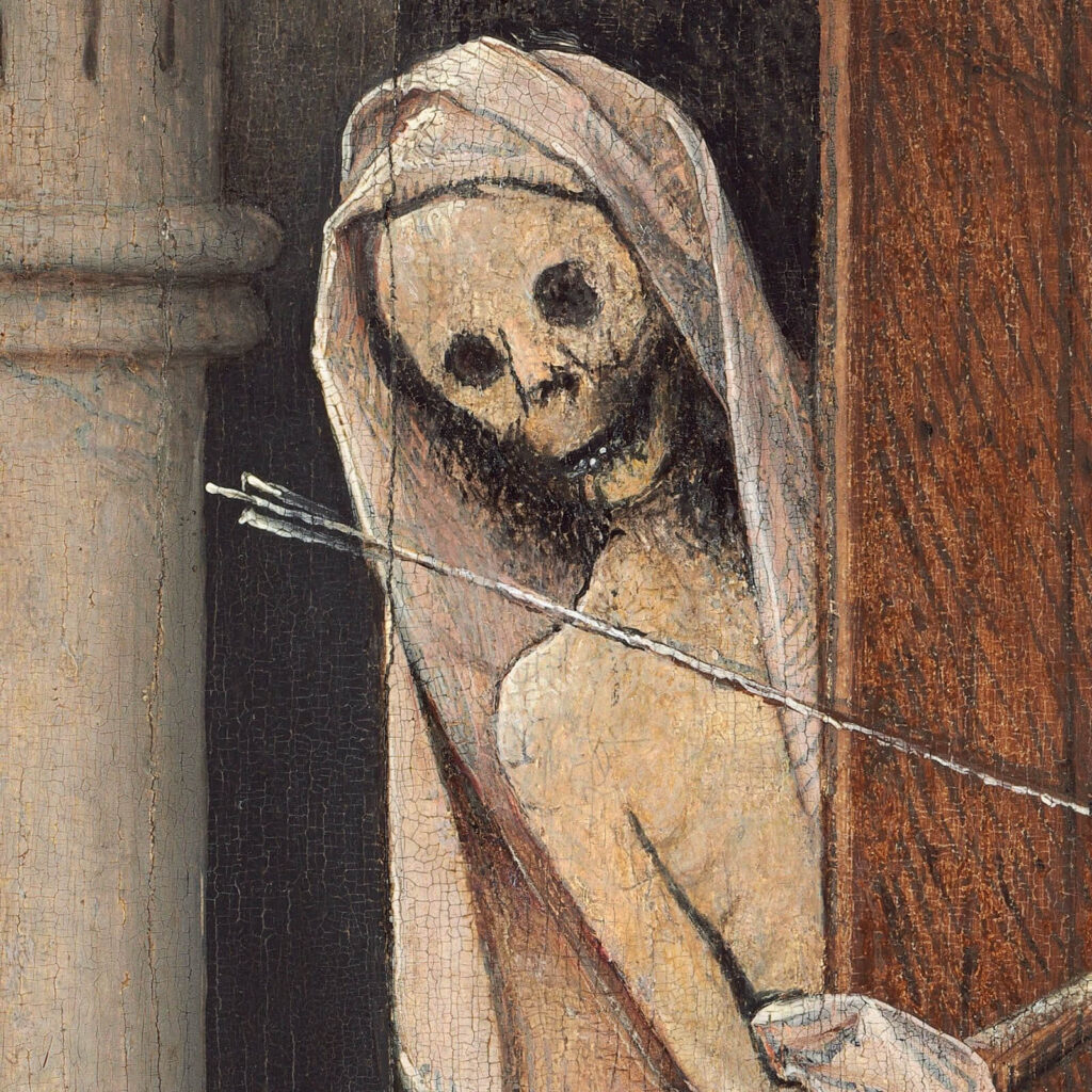 Death and the Miser: Hieronymus Bosch, Death and the Miser, c. 1485–1490, National Gallery of Art, Washington, DC, USA. Detail.
