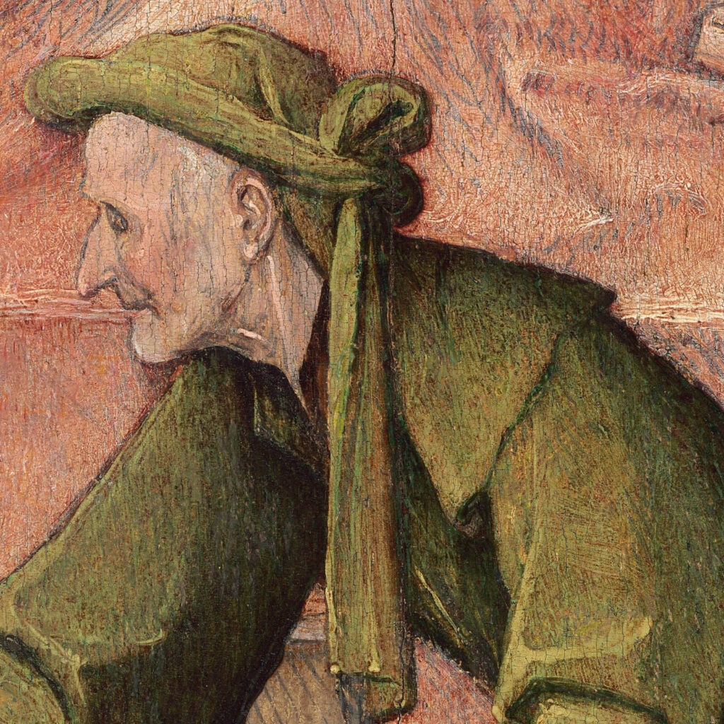 Death and the Miser: Hieronymus Bosch, Death and the Miser, c. 1485–1490, National Gallery of Art, Washington, DC, USA. Detail.
