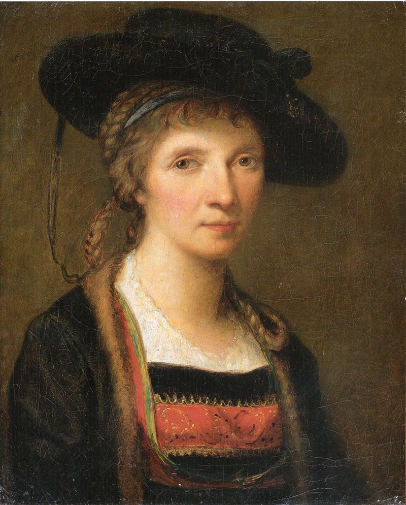 Angelica Kauffman self-portrait: Angelica Kauffman, Self-Portrait in Bregenzerwälder Costume, 1781, Tyrolean State Museum, Innsbruck, Austria.
