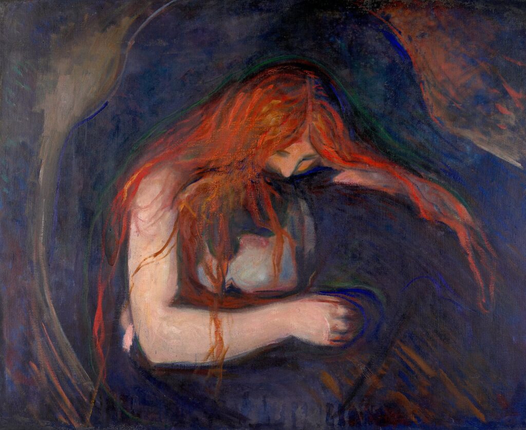 halloween monsters: Edvard Munch, Vampire, 1895, Munch Museum, Oslo, Norway.
