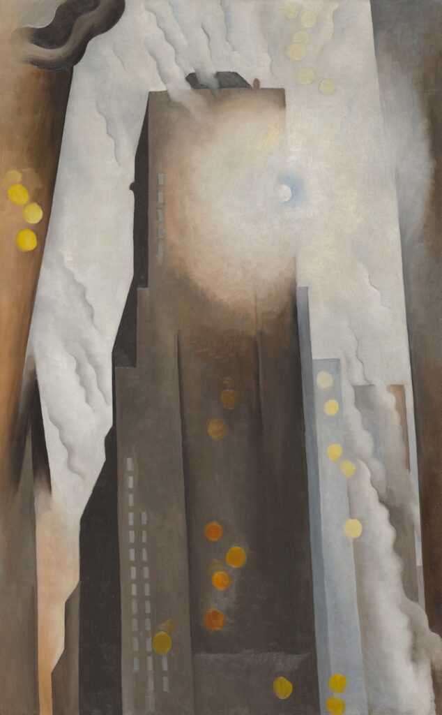 Georgia O'Keeffe paintings: Georgia O’Keeffe, The Shelton with Sunspots, 1926, Art Institute of Chicago, Chicago, IL, USA. Museum’s website.
