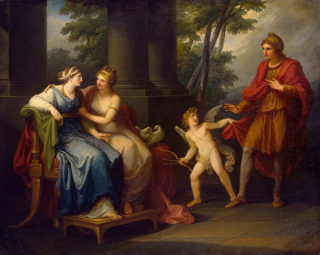 Angelica Kauffman paintings: Angelica Kauffman, Venus Persuading Helen to Love Paris, 1790, Hermitage Museum, Saint Petersburg, Russia.
