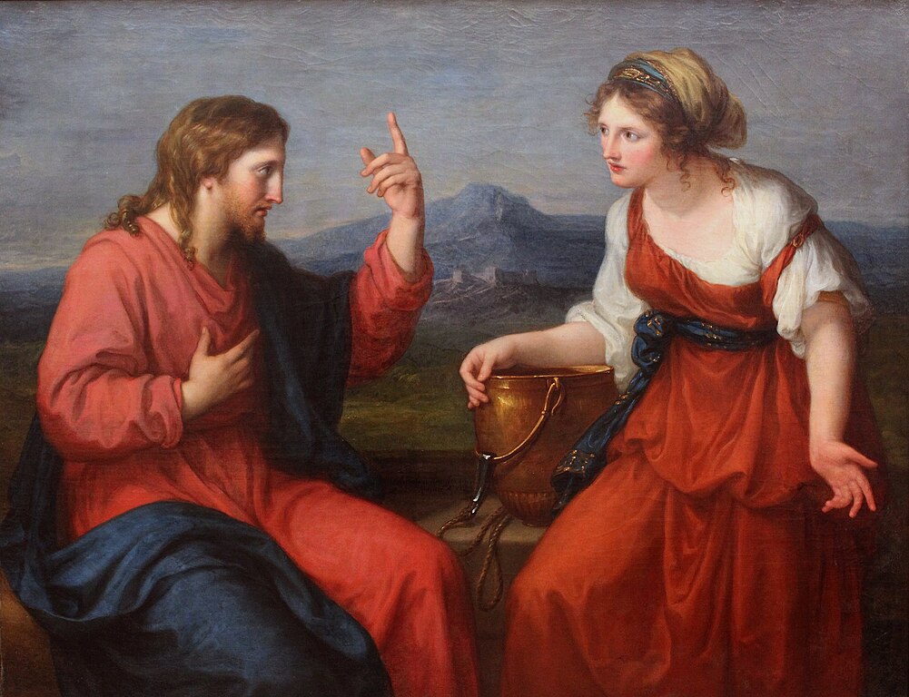 Angelica Kauffman self-portrait: Angelica Kauffman, Christ and the Samaritan Woman at the Well, 1796, Neue Pinakothek, Munich, Germany.

