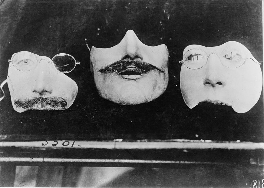 Anna Coleman Ladd: Anna Coleman Ladd, Three masks made for men with facial mutilations, France, 1918, Library of Congress, Washington, DC, USA. Library’s website.
