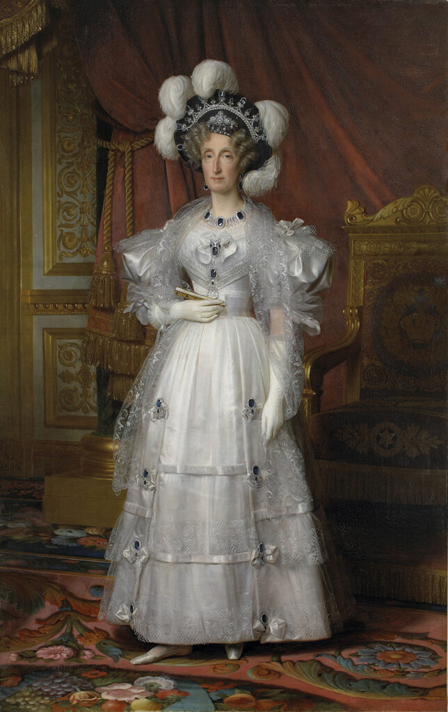 french crown jewels: Louis Hersent, Marie-Amélie of Bourbon, Princess of the Two Sicilies, Queen of the French, 1836, Palace of Versailles, Versailles, France. Museum’s website.
