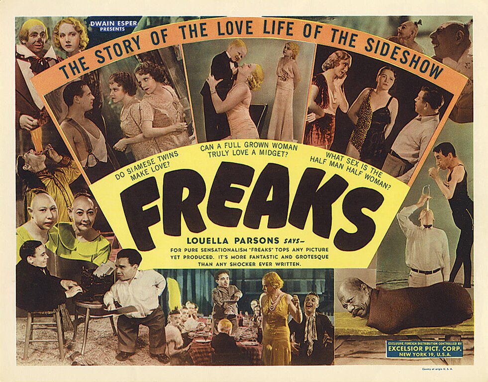 Bearded Woman: Lobby card for the film Freaks, directed by Tod Browning, 1932. Wikimedia Commons (public domain).
