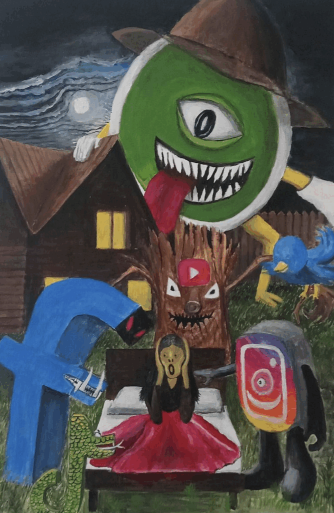 halloween monsters: Mücahit Demir, Social Monsters, 2022. Saatchi Art.
