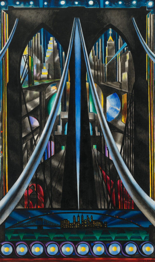 new york paintings: Joseph Stella, Brooklyn Bridge: Variation on an Old Theme, 1939, Whitney Museum, New York City, NY, USA.
