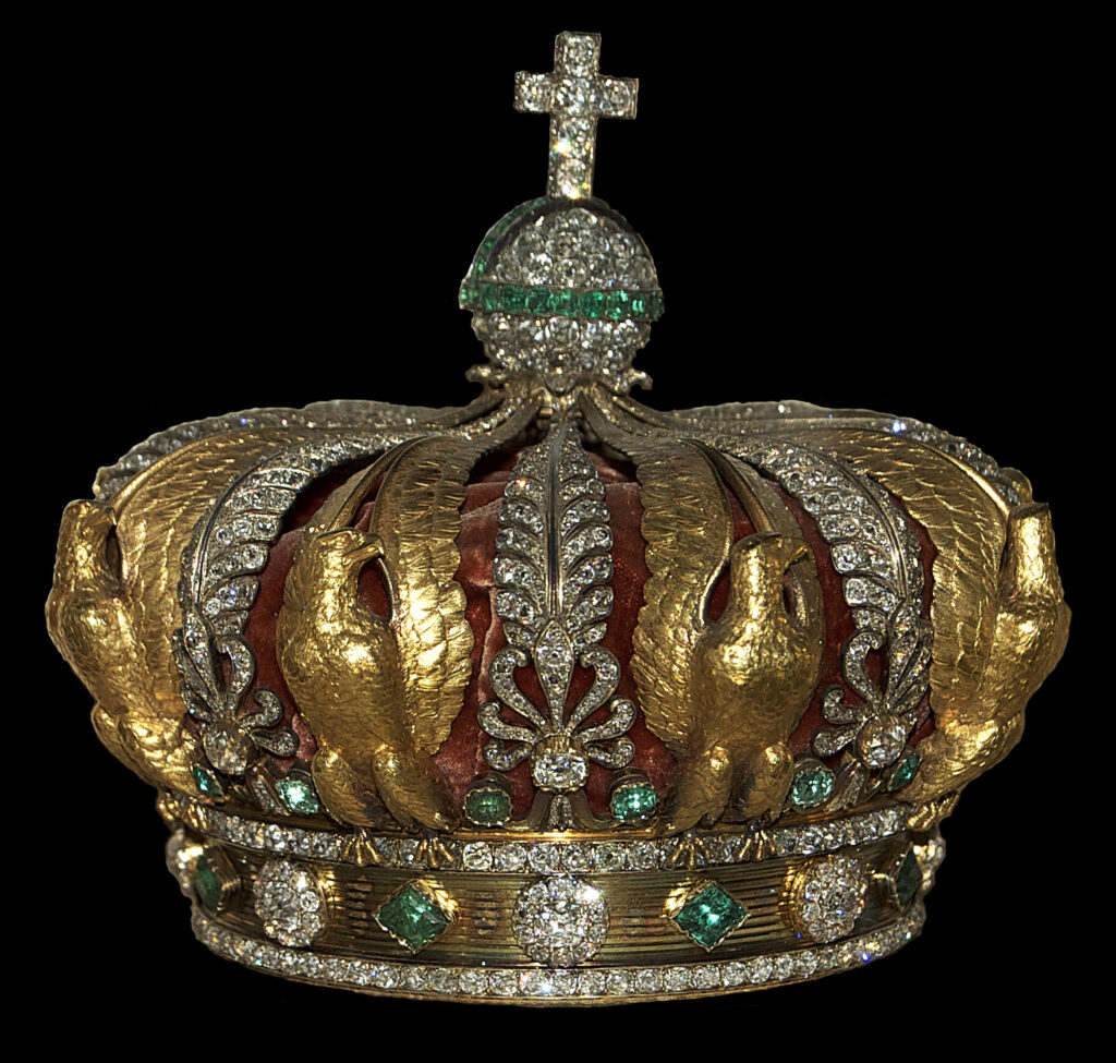 french crown jewels: The Crown of Empress Eugénie, 1855, Louvre, Paris, France. Photograph by Wouter Engler via Wikimedia Commons (CC BY-SA 4.0).
