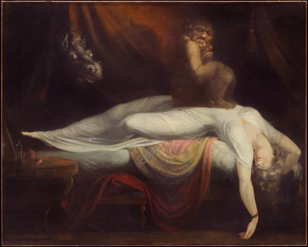 halloween monsters: Henry Fuseli, The Nightmare, 1781, Detroit Institute of Arts, Detroit, MI, USA.
