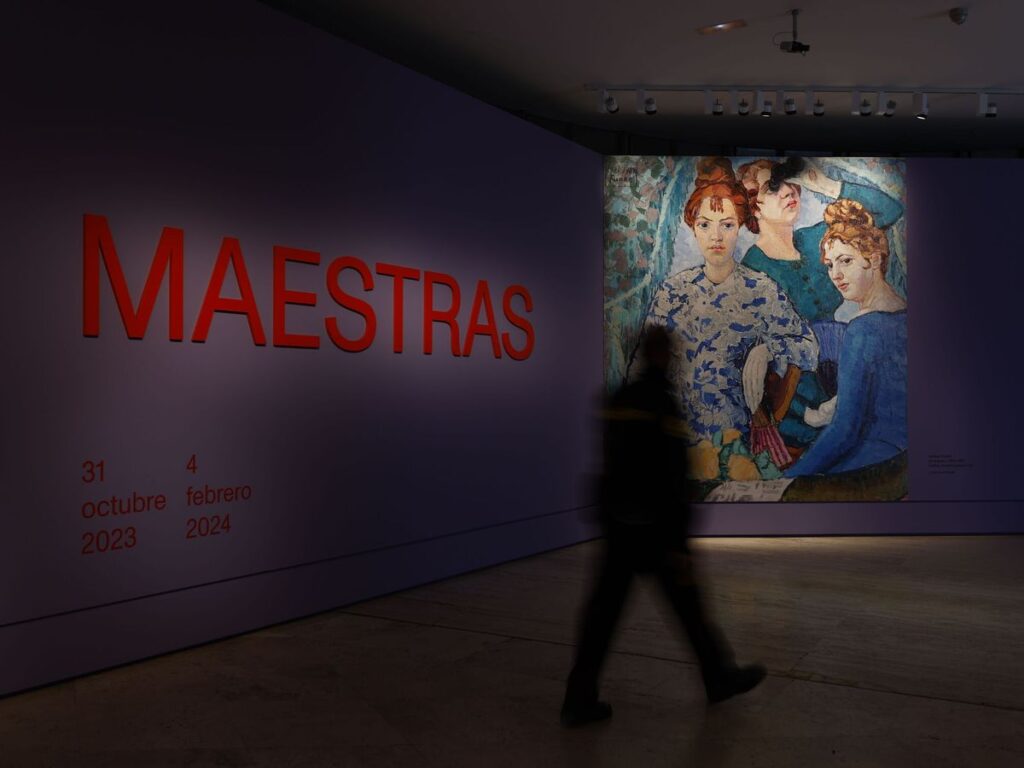 female safe spaces art: Exhibition view of Maestras, 2023–2024, Thyssen-Bornemisza Museum, Madrid, Spain. Photograph by Rodrigo Jiménez. EFE.
