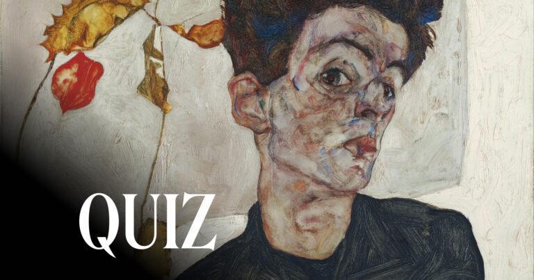 Self-Portrait with Physalis, 1912, Leopold Museum, Vienna, Austria. Detail.
