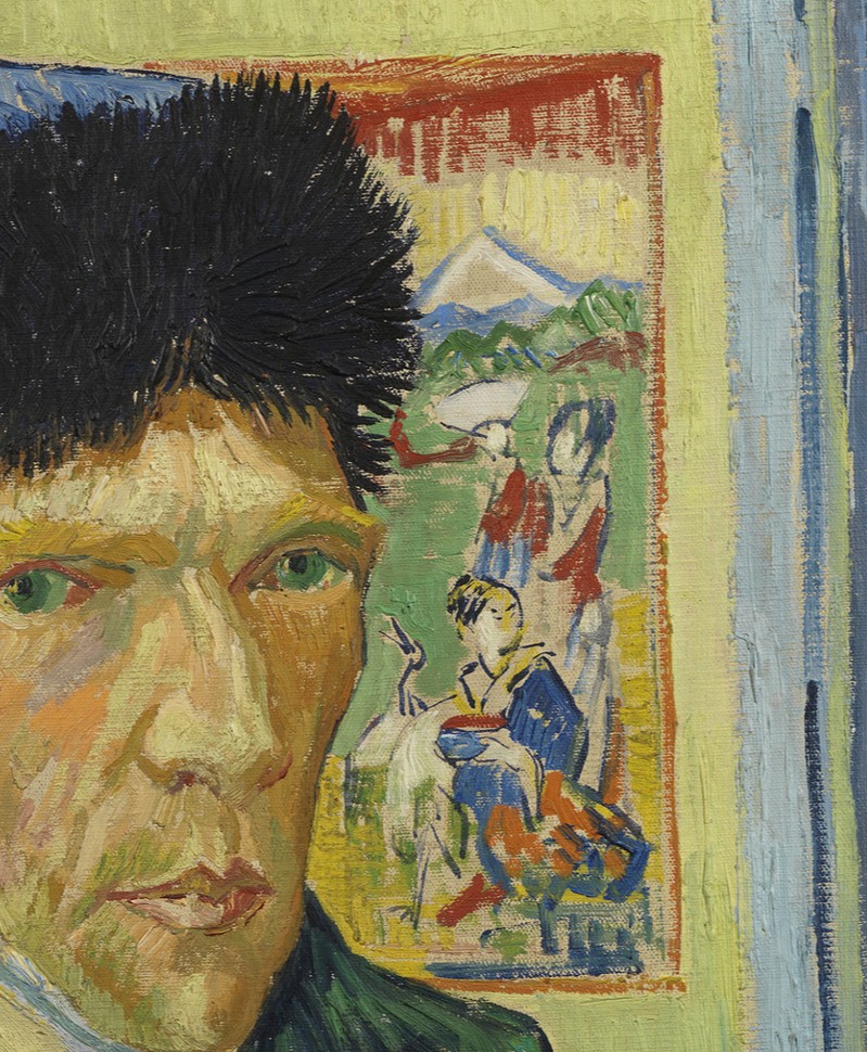 Self-Portrait with Bandaged Ear: Vincent van Gogh, Self-Portrait with Bandaged Ear, 1889, Courtauld Gallery, London, UK. Detail.
