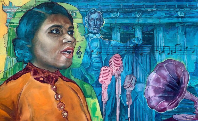 marian anderson: Carla Scemama, Art for The Voice of Freedom, 2023. Photograph by Library of Congress via PBS. Detail.
