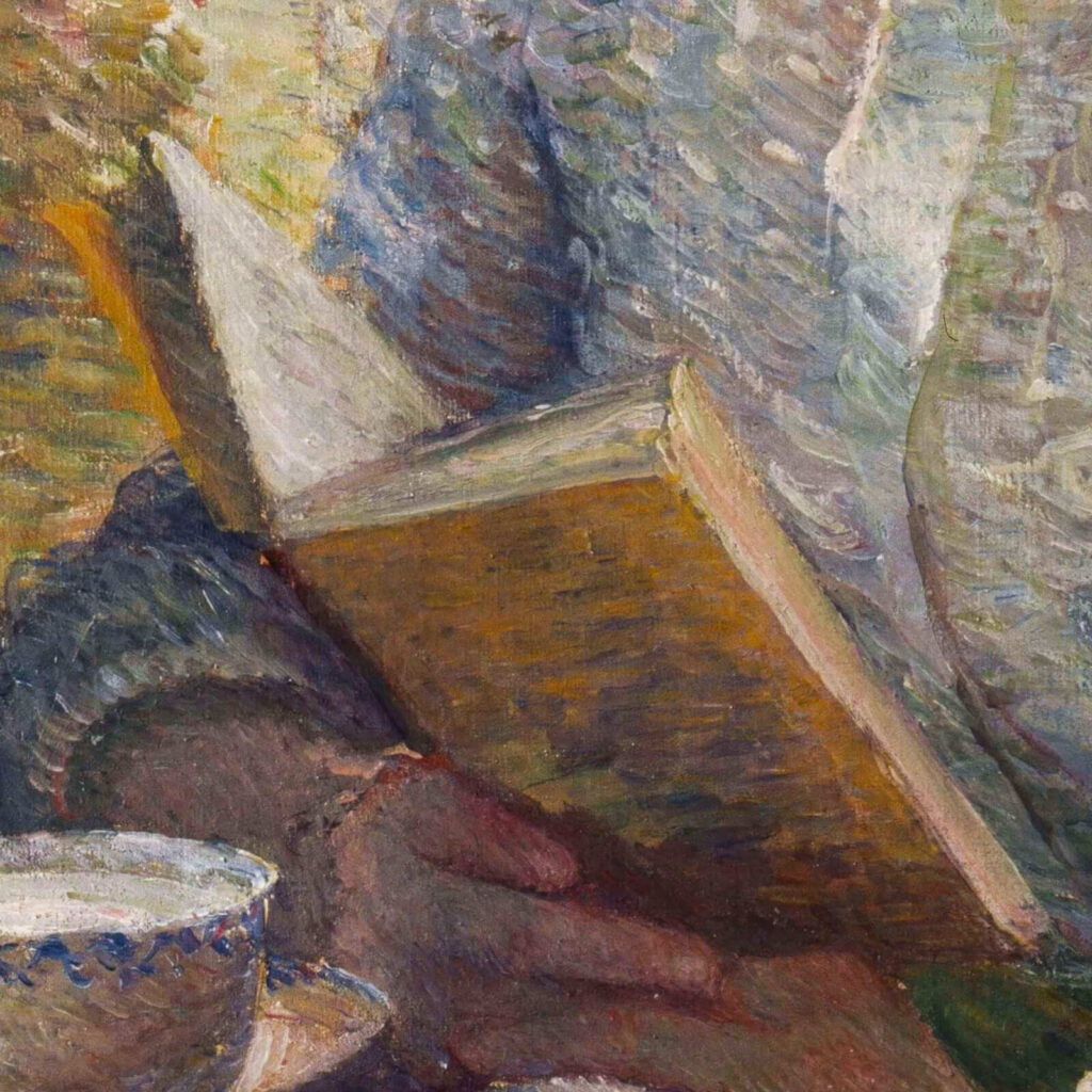 Marie Bracquemond: Marie Bracquemond, Afternoon Tea, ca. 1880, Petit Palais, Paris, France. Detail.
