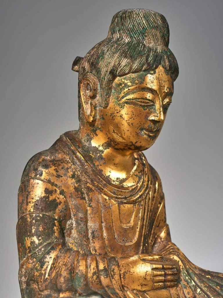 chinese buddha statue: Buddha dated 338, Asian Art Museum, San Francisco, CA, USA. Detail. Museum’s website.
