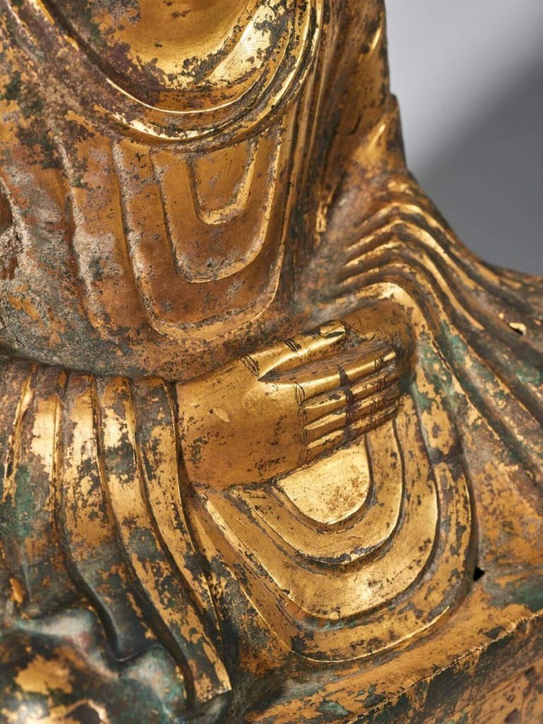 chinese buddha statue: Buddha dated 338, Asian Art Museum, San Francisco, CA, USA. Detail. Museum’s website.
