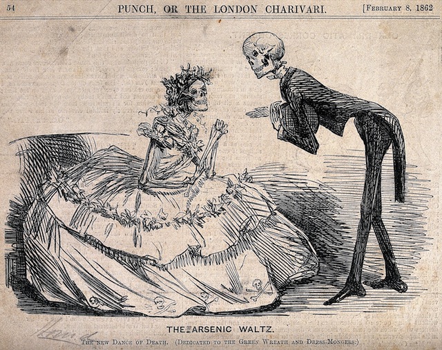 painters pigments: The Arsenic Waltz, illustration from Punch, 1862, Wellcome Library, London, UK. Library’s website.

