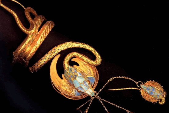 Art Nouveau jewelry. Alphonse Mucha and Georges Fouquet, Snake Bracelet with a Ring, 1899, Alphonse Mucha Museum, Sakai City, Japan.