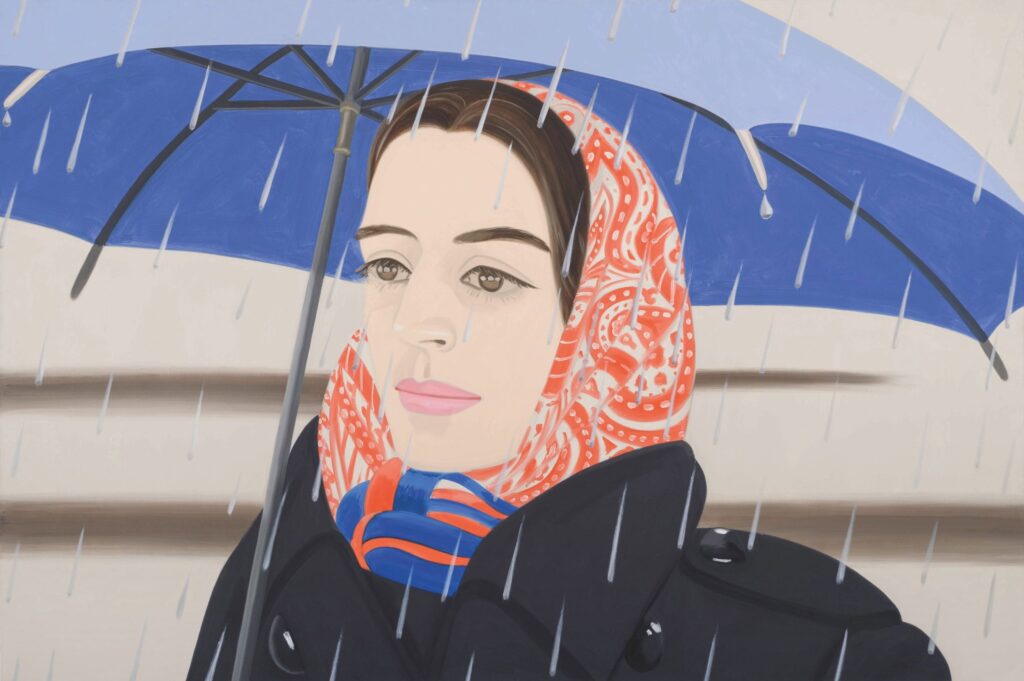 umbrellas art: Alex Katz, Blue Umbrella, 1979, Brooklyn Museum, New York, NY, USA. Artsy.

