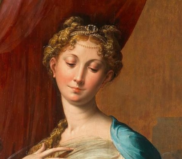 mannerism: Parmigianino, Madonna with the Long Neck, 1534-1540, Uffizi Galleries, Florence, Italy. Detail.
