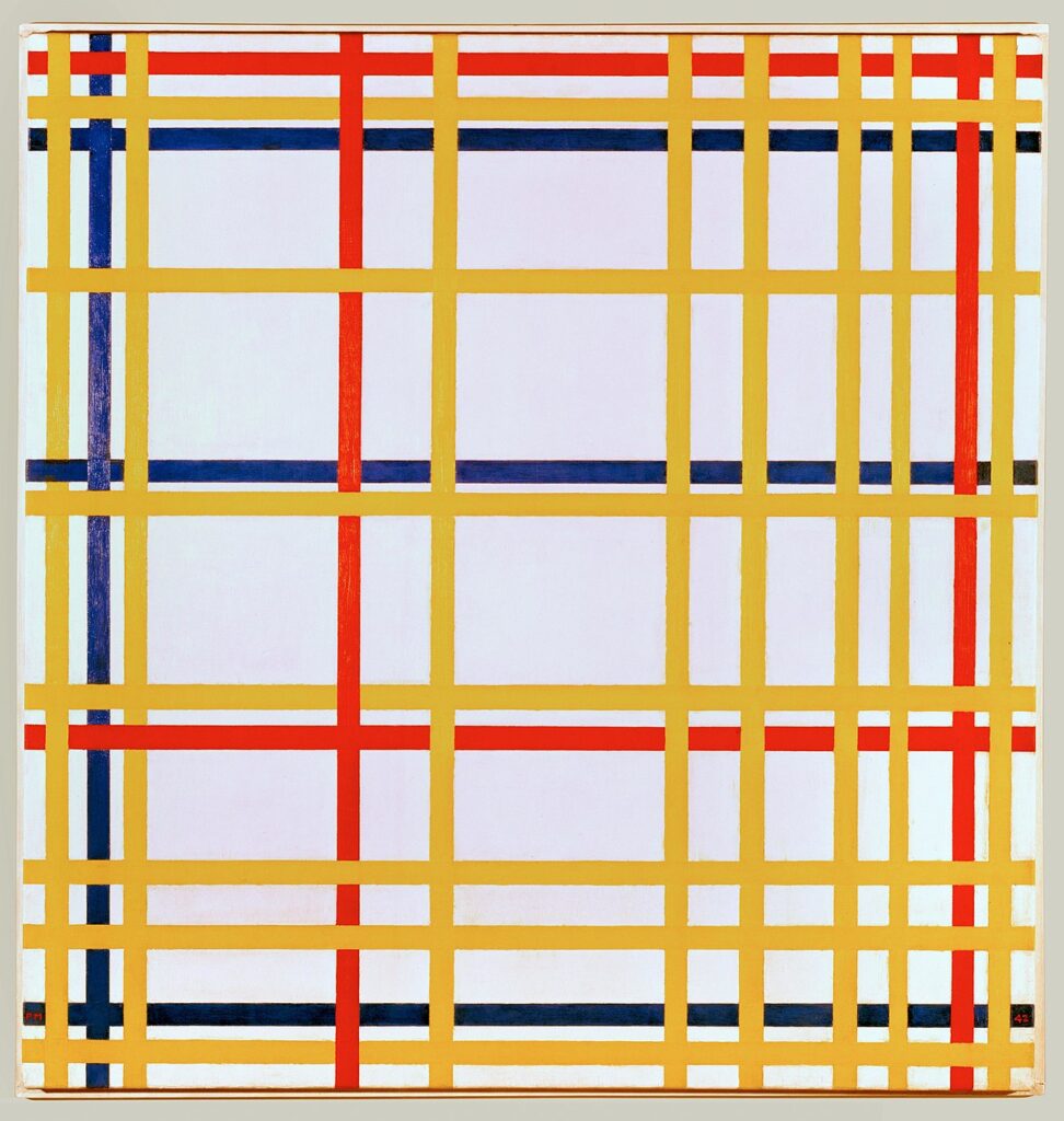 new york paintings: Piet Mondrian, New York City, 1942, Centre Pompidou, Paris, France.
