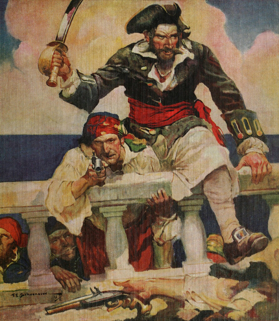 Howard Pyle: Frank Schoonover, Cover of Blackbeard, Buccaneer, 1922. Wikipedia Commons (public domain).
